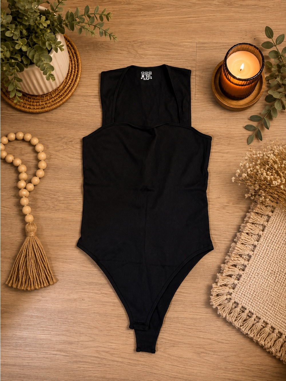 OQQ - women’s Black Ribbed Bodysuit